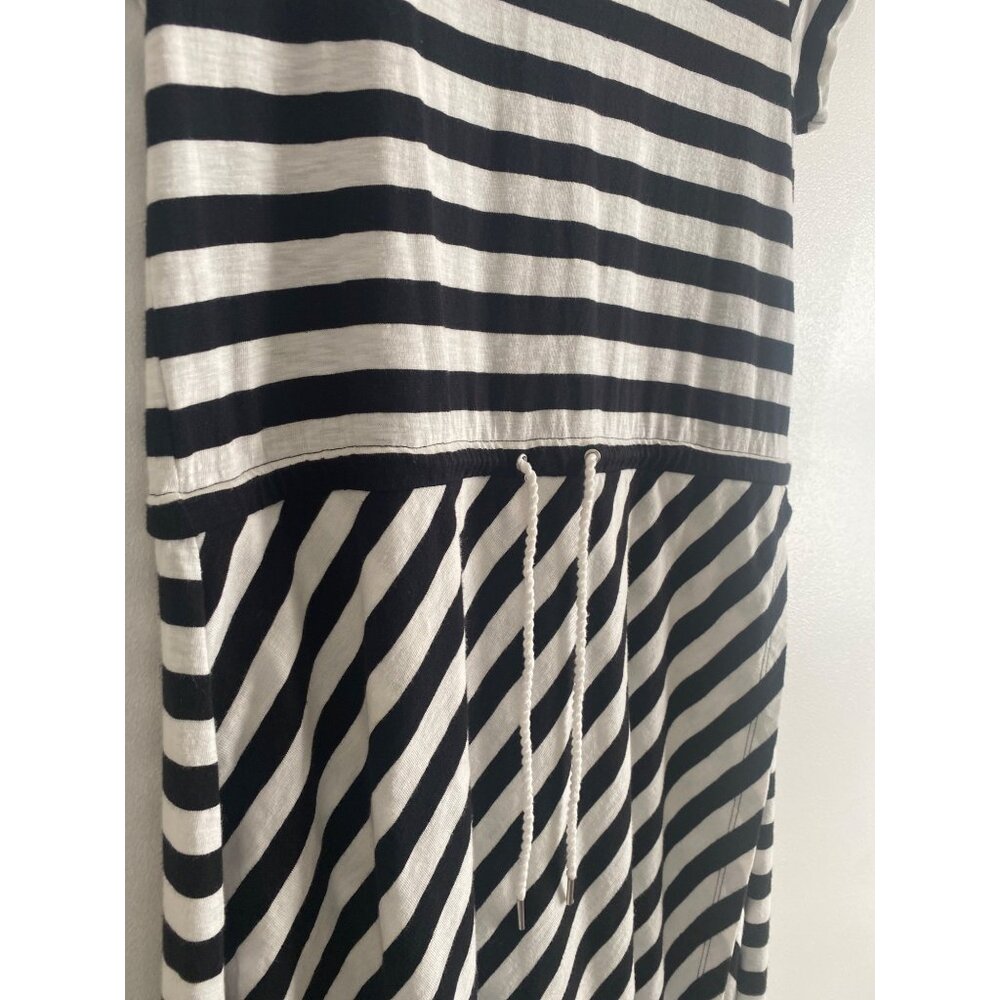 Striped Black & White Talbots Maxi Dress With Drawstring Waist Size S - Picture 4 of 5